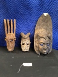 African Art; Assorted African wood wall art masks