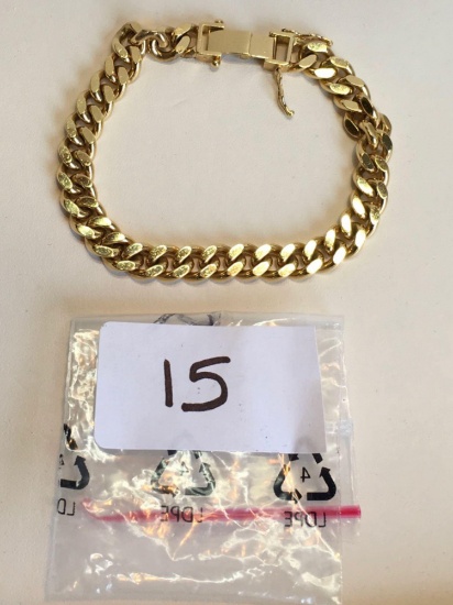 Gold Curb Link Bracelet 7" 18K Yellow Gold