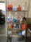 3 ft. Wire rack with contents, cleaning supplies