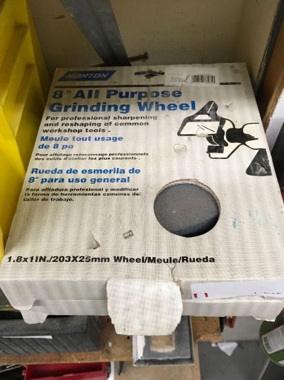 8 in. Grinding wheels, punches, stamp set and small pipe cutters