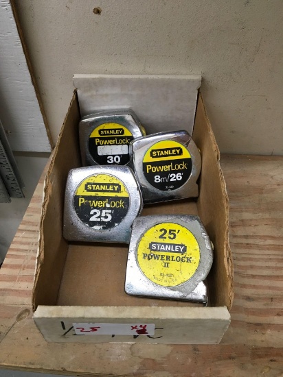 Stanley tape measures, (2) 25 ft, 26 ft. and 30 ft.