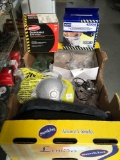 Safety glasses, goggles and ear plugs, box full
