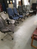 Office chairs, assorted styles and colors, 8 pieces