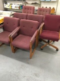 Office chairs, assorted styles, burgundy color, 7 pieces