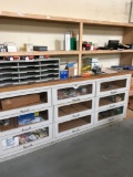 Work station, 10 ft. 6 1/2 in. wide, with contents, see pics