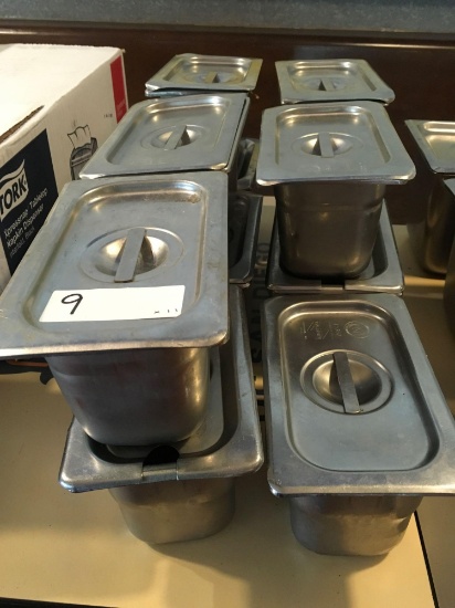 4 in deep stainless steel 1/9 pans with lids