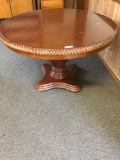 Wood pedestal table, 4 ft. 2 in. round