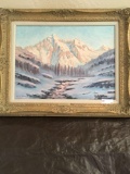 Picture, framed painting, In Winters Realm, 32 in. wide x 25 in. tall