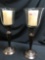 Candle holders with candles, 22 1/2 in. tall
