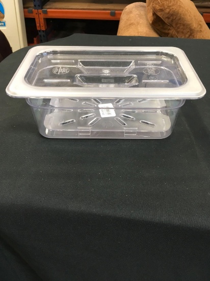 New 4 in. deep 1/4 pans with lids and drain trays