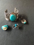 Womens turquoise rings and a bracelet