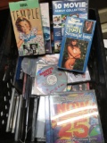 VHSs, DVDs, CDs, assorted, hundreds