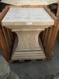 Travertine table base, 24 in. x 24 in. x 28 in. tall