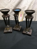 Candle holders, 10 in. tall