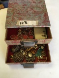 Jewelry box with 2 drawers full of assorted jewelry