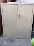 Metal 2 door cabinet with 2 shelves, 36 inch x 18 inch x 42 inch