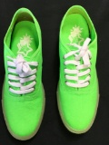 New Starry Eyed neon green canvas sneakers with illuminating sole. Size 7 men, 9 women, 12 pair