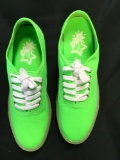 New Starry Eyed neon green canvas sneakers with illuminating sole. Size 9 men, 11 women, 12 pair