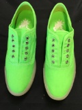 New Starry Eyed neon green canvas sneakers with illuminating sole. Size 6 women, 12 pair
