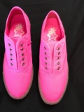 New Starry Eyed neon pink canvas sneakers with illuminating sole. Size 6 men, 8 women, 12 pair