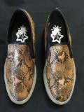 New Starry Eyed brown faux snake skin sneakers with illuminating sole. Size 9 men, 11 women, 12 pair