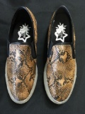 New Starry Eyed brown faux snake skin sneakers with illuminating sole. Size 6 men, 8 women, 12 pair