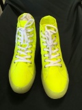 New Starry Eyed neon yellow canvas sneakers with illuminating sole. Size 10 men, 9 pair