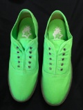 New Starry Eyed neon green canvas sneakers with illuminating sole. Size 11 men, 12 pair