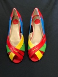 New, New Twist, multi colored wedged sandals, size 6 to size 11, 18 pair