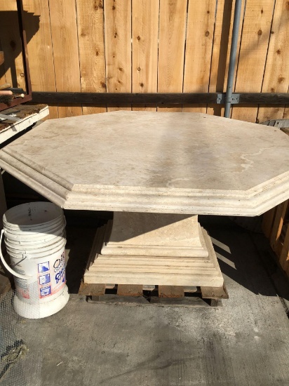 Large Travertine Outdoor Table Auctions Online Proxibid Large Travertine Outdoor Table Top And Two Pedestools