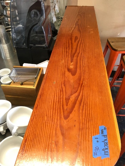 Bar top counter 72" long with 1 curved, 1 straight, end and 2 brackets