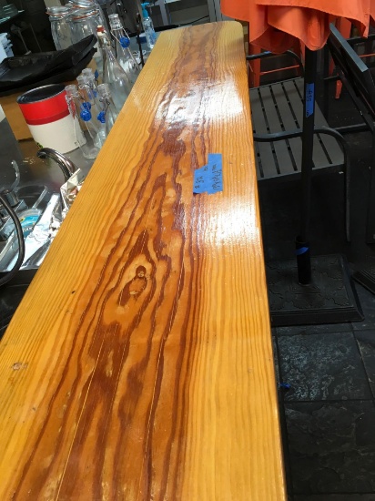 Bar Top counter 91" long with 1 curved, 1 straight end, 2 brackets