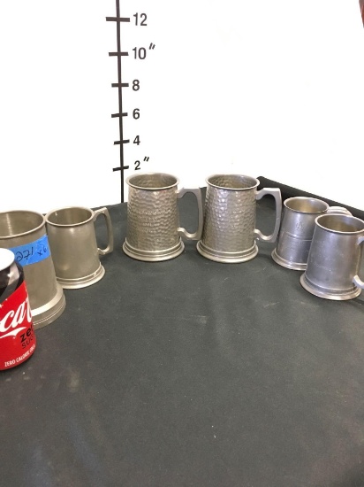 Vintage assorted pewter tankerds. See pic for any marking