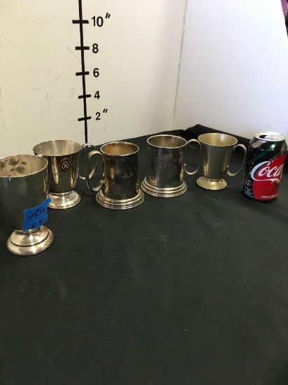 Assorted vintage tumblers. Only one has no engraving