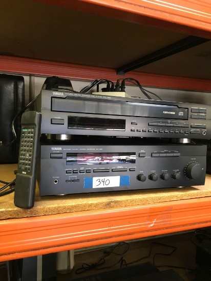 Yamaha disc player CDC-655, Yamaha natural sound stereo receiver RX-385. One remote control