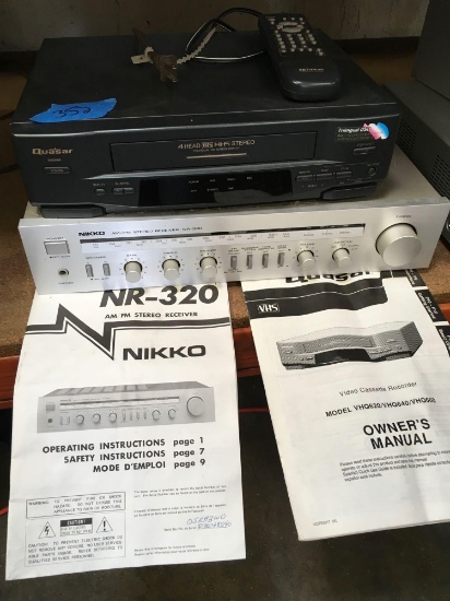 Quasar VHS VHQ660 stereo with remote & Nikko NR-320 receiver