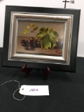 7 in. x 9 1/2 in Grape Study oil painting. Has sticker in back see pic