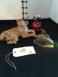Sandicast cub and Lion figurine & dolphin figurine made of stone