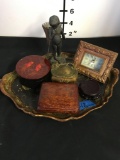 7 pieces. Assorted collectible pieces. Includes tray