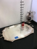 Vintage silver tray with handles and kettle with stand. See pic for marking