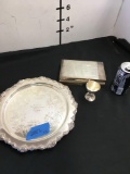 Vintage silver plate, box and small cup. See pic for stamps