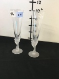 Crystal Champagne Flutes with Frosted Hummingbird Stem