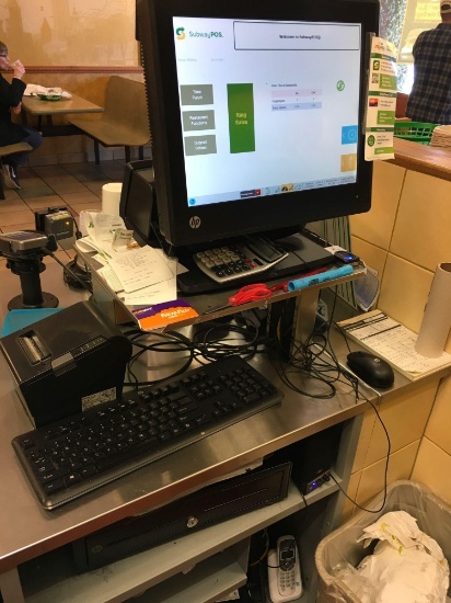 POS system, HP with cash drawer, key board, printer, credit card reader