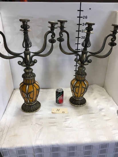 Vintage three candle chandeliers. Both have signature on the bottom see pic