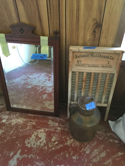 Vintage National Washboard Co, milk jug, mirror