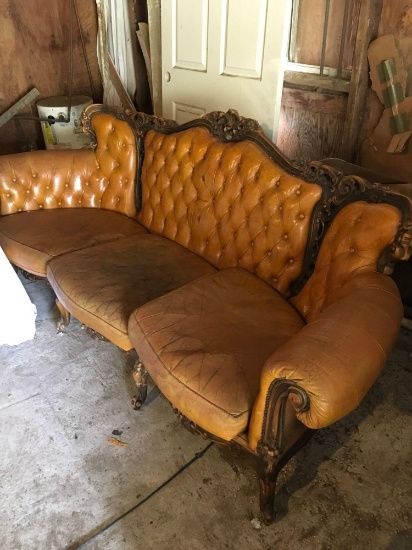 Vintage sofa with wood carving/ accents (area 2)