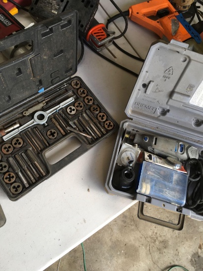 Tap and die set and Dremel set (working)