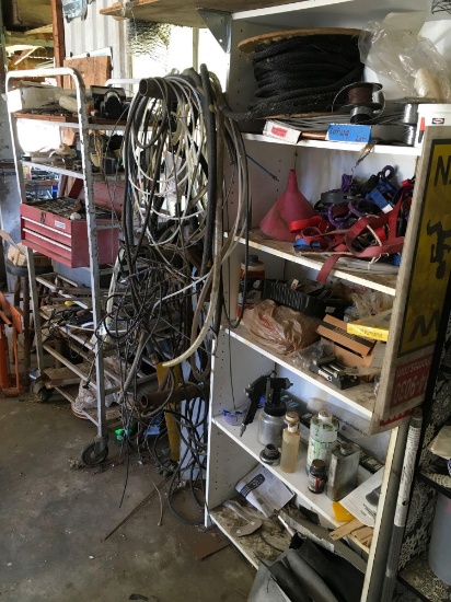 Mixed lot of Assorted Tools and misc. on shelves