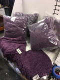 Chenille purple throw and pillow set