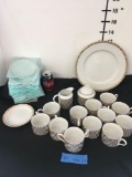 Vintage Mikasa fine china . 12) teacups 12) saucers 1) sugar bowl 1) creamer 1 plate